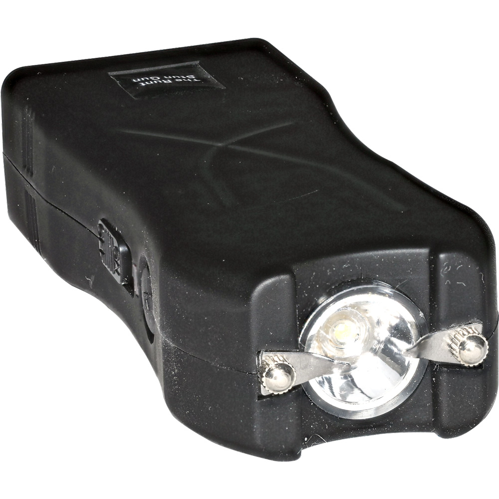 Rechargeable Runt 80,000,000 volt stun gun with flashlight and wrist strap disable pin Black view 5
